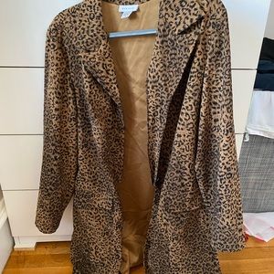 cheetah pea coat size 18